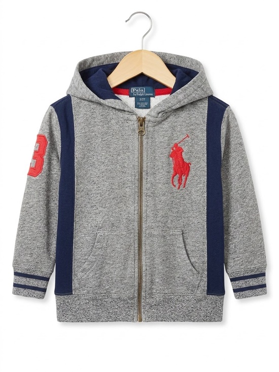 Ralph Lauren Other - Polo Ralph Lauren Toddler Boys Big Pony number 3 Fleece Hoodie Gray Navy 2T
